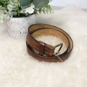 Vintage 100% Leather Embossed Brown Western Belt